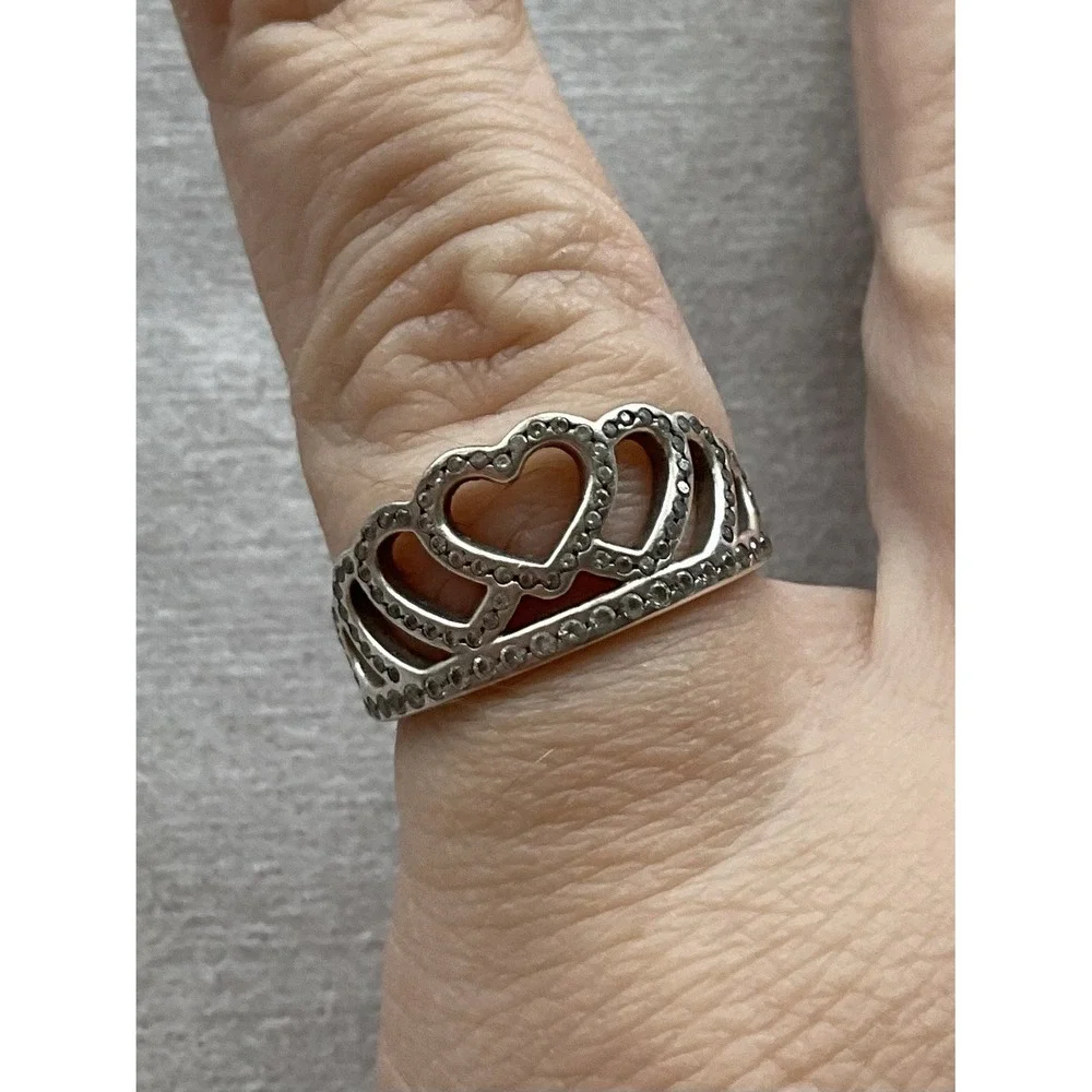 Pandora Hearts Tiara Ring ALE 925 Sterling Silver Size 4.5